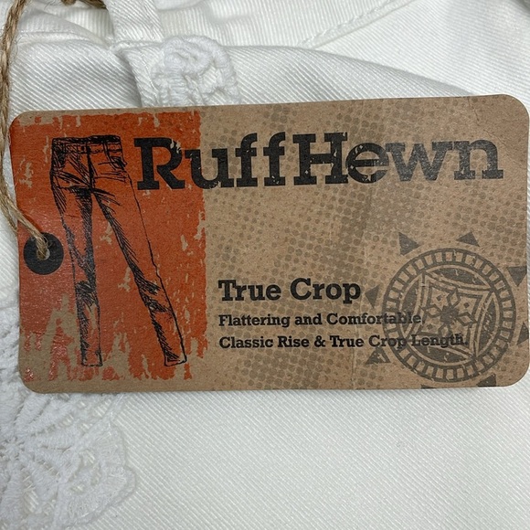 NWT Ruff Hewn True Crop White Denim Jeans Crochet Lace Pocket Detail 12 - Picture 15 of 16